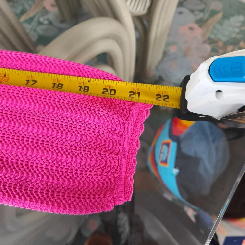 J Crew Scalloped Cuff Pointelle Mock Neck Sweater sz S Hot Pink Preppy Feminine